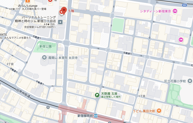 新宿御苑店の地図：新宿御苑前駅 徒歩3分